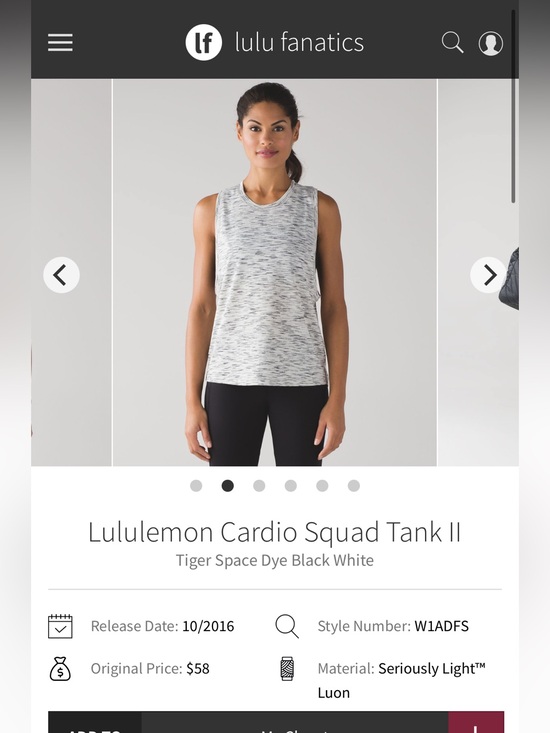 lululemon athletica Tops - Lululemon Cardio Squad Tank II - Tiger Space Dye Black White
